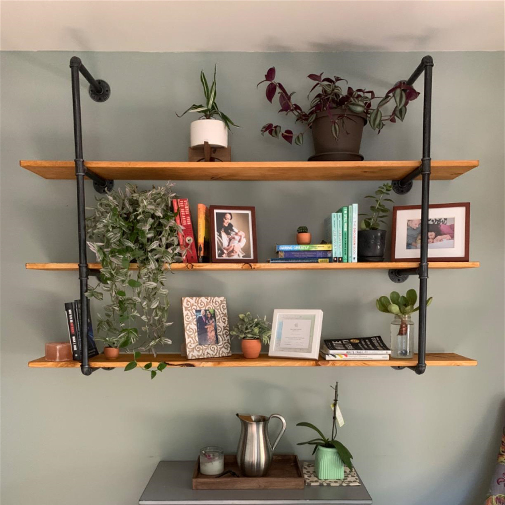 Wall mount iron pipe shelf discount